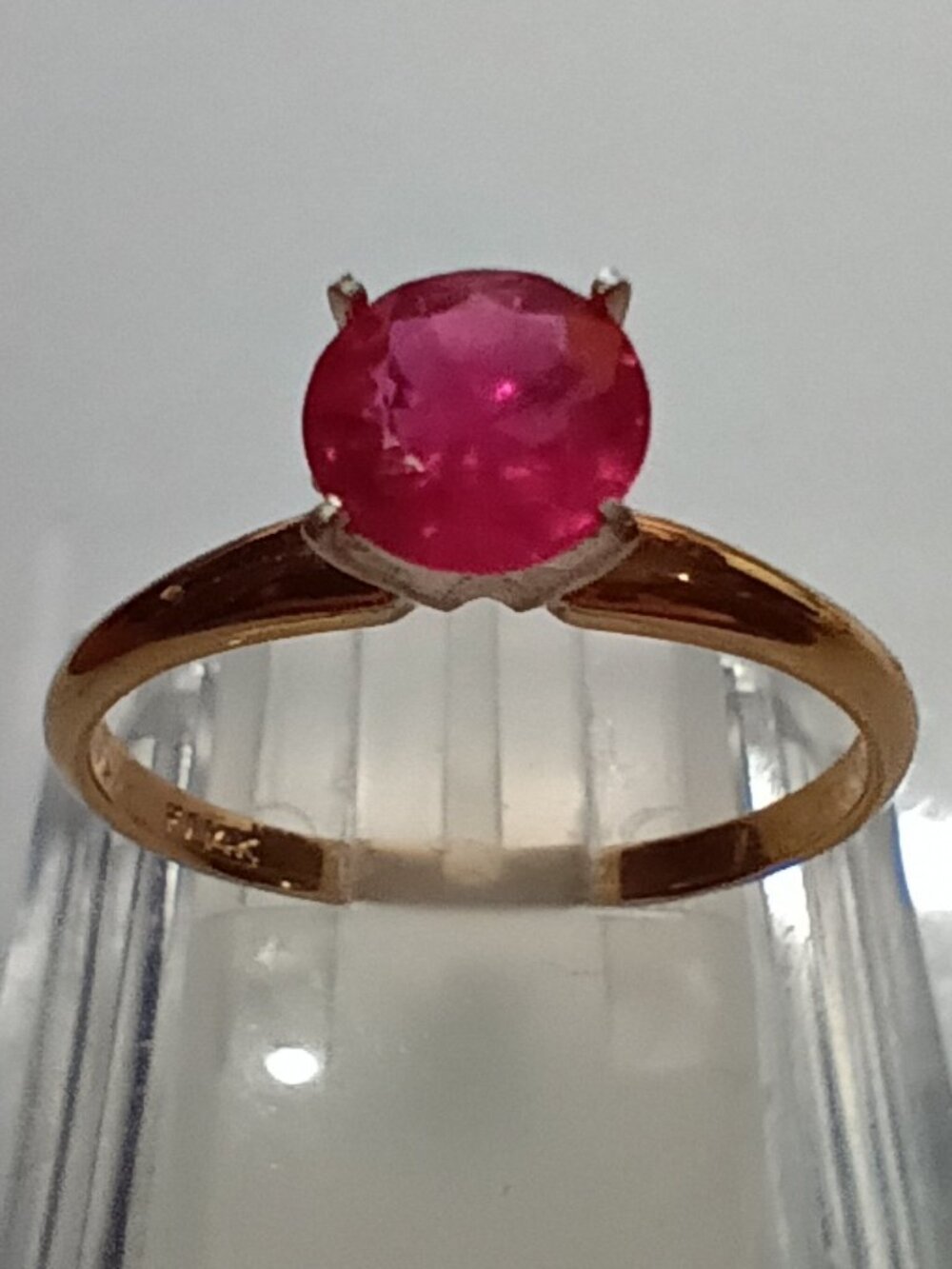 14Kt Yellow Gold 1-Carat Genuine Ruby Solitaire Ring